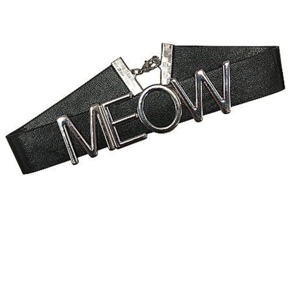 Black Leather Meow Choker Collar Halloween Kitty Cat Punk Goth BDSM Ddlg Kawaii
